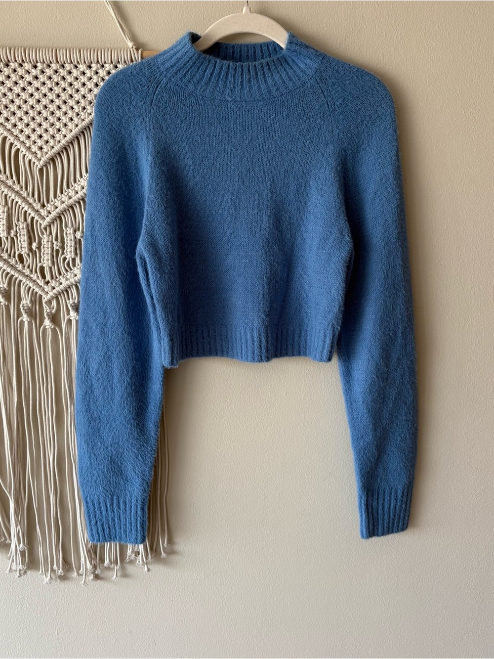 Urban Outfitters Dusty Blue Cropped Crewneck Sweater